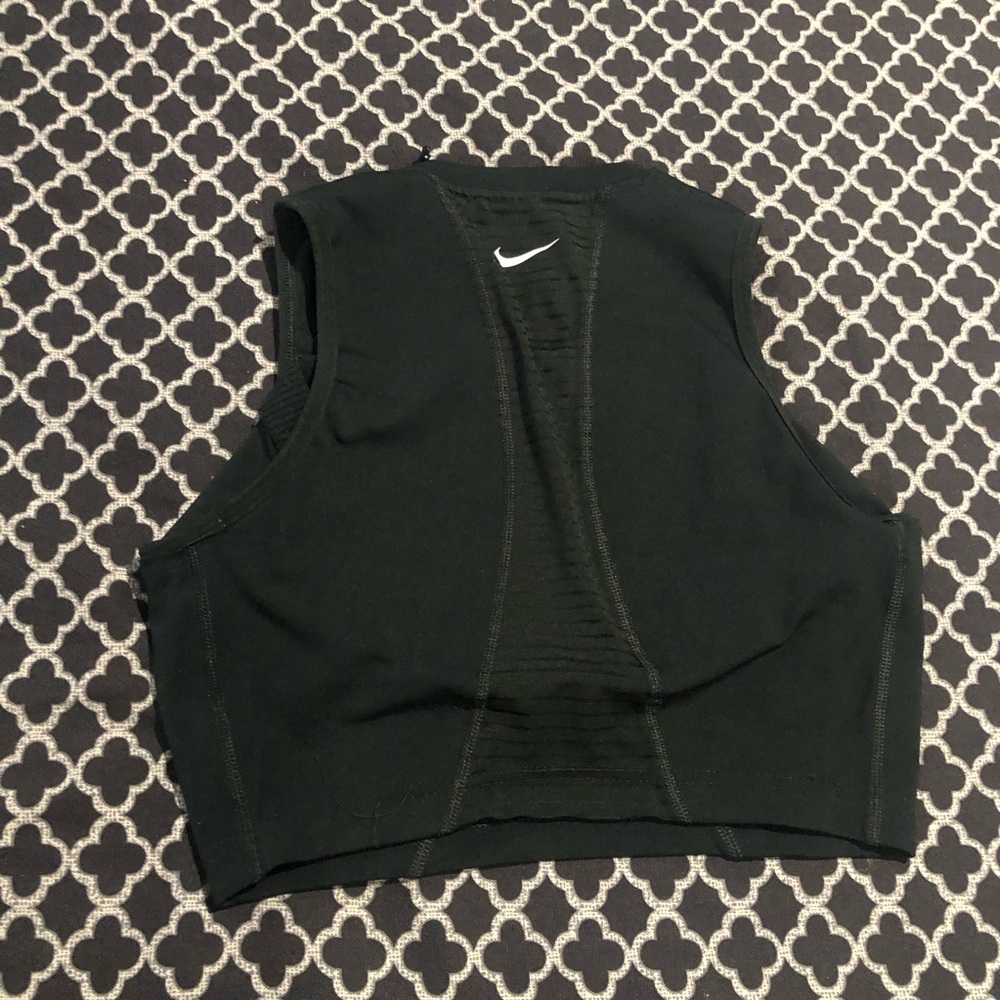 Nike Pro Dri-FIT Womens Crop Top Sleeveless Black 1/4 Zip Mesh Back Medium De8